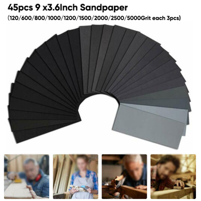 

45PCS Assorted Grind Sandpaper 9X36 120-5000 Grit For Wood Metal Use Suitable