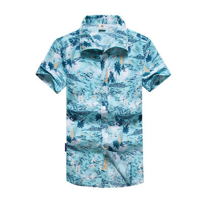 

Mens Shirt Summer Style Palm Tree Print Beach Hawaiian Shirts Men Casual Short Sleeve Hawaii Shirt ST33