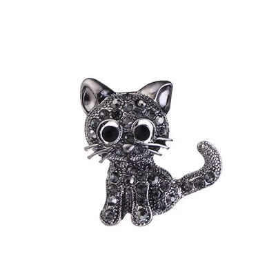 

Women Lovely Style Sparkling Crystal Rhinestone Brooch Girl Cartoon Cat Scarf Pin Breastpin Wedding Jewelry Gift