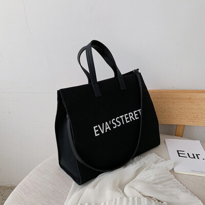 

2019 new Korean version fashion 100 womens simple three-dimensional canvas handbag shopping bag big bag