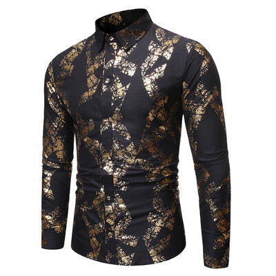

Tailored Mens Casual Ethnic Style Vintage Printing Slim Long Sleeve Shirt Blouse Tops