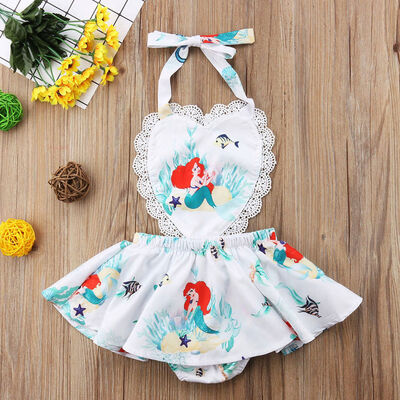 

Toddler Newborn Baby Girl Cartoon Mermaid Bodysuit Romper Jumpsuit Clothes