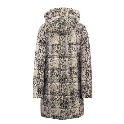

Toponeto Womens Winter Long Down Cotton Snake Print Parka Hooded Coat Jacket Outwear