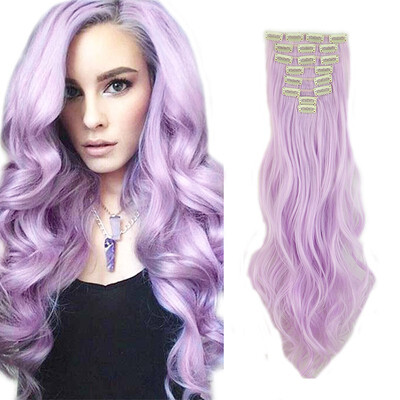 

8 PcsSet Fashion Long Curly Wavy Straight Clip In Hair Extension Sexy Heat Resistant Party Hair Natural Synthetic Hair For Women