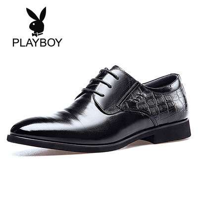 

Playboy PLAYBOY Mens England Wild Strap Round Head Business Dress Shoes Men 9AW643001D Black 40