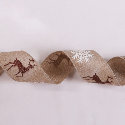 

Tailored 10m Long Deer Snowflake Ribbon Home Printing Christmas Tree Decoration Ribbon