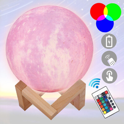 

〖Follure〗Colorful LED 3D Print Moon Lamp Starry Moon Night Light Lamp With StandRemote