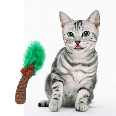 

Pet Playing Toy Coconut Tree-shaped Grinding Claw Toy For Cats Paper Rope Woven Trunk And Feather Leaves Katten Speelgoed