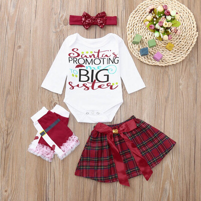 

Newborn Baby Girls Christmas RomperBow skirtLeg WarmerHeadbands Set Clothes