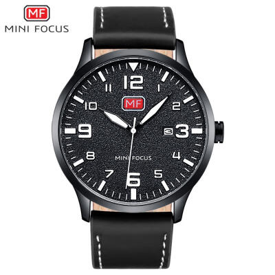 

MINI FOCUS Mens Watch Sports Multifunction Alloy Quartz Watches Calendar Waterproof Leather Belt MF0158G