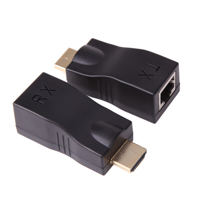 

New 2 Pcs HDMI 30m To RJ45 Network Cable Extender Converter Repeater Over