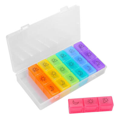 

7 Days Weekly Pill Organizer Plastic Tablet Dispenser Medicine Container