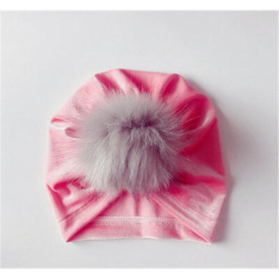 

Newborn Toddler Kids Baby Boy Girl Turban Velvet Beanie Hat Winter Cap