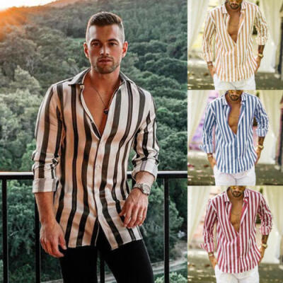 

Men Cotton Linen Long Sleeve Summer Solid Shirt Casual Loose Dress Comfy Top