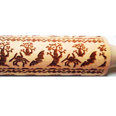 

LIANGchueng Halloween Wooden Rolling Pin Embossing Baking Cookies Noodle Biscuit Fondant Cake Dough Printing Rolling Stick