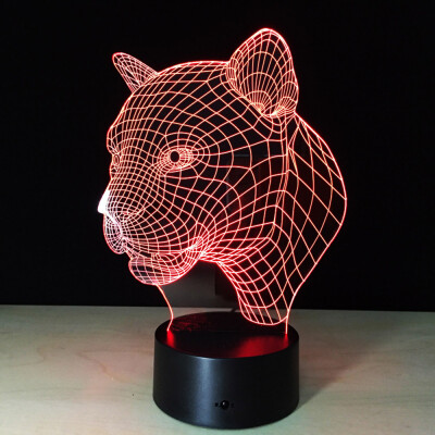 

Yeduo New Creative 3D Illusion Lamp Leopard Head LED Touch Switch USB Table Lamp