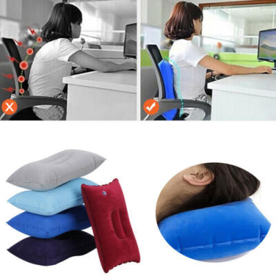 

Inflatable Air Travel Pillow Airplane Neck Head Chin Cushion Office Nap Rest