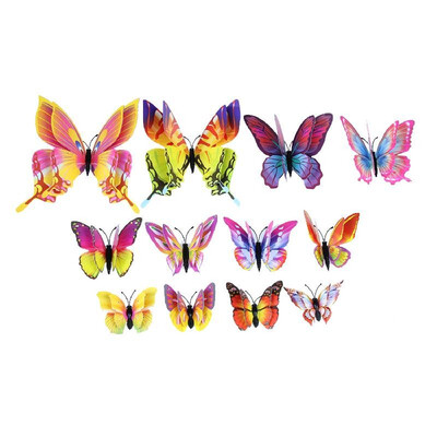 

12Pcs Wall Stickers Double Layer PVC Butterfly Shape Wall Decal Sticker Home Living Room Nursery Outdoor Fences Garden Lawn Backya