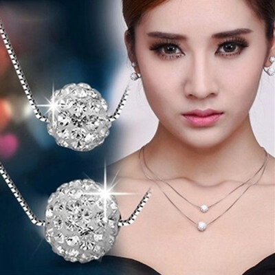 

Womens Simple Luxury Inlaid Rhinestone Bead Double-layer Chain Necklace Jewelry