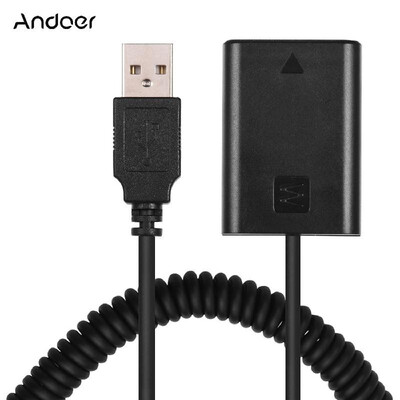 

Andoer 5V USB NP-FW50 Dummy Battery Pack Coupler Adapter with Flexible Spring Cable Compatible with Sony A7 A7II A7R A7S A7RII A7S