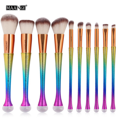 

Toponeto New Arrival 10Pc Mermaid Foundation Eyeshadow Contour Eye Lip Makeup Brushes Set