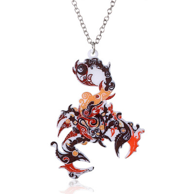 

Handmade Colorful Double Side Acrylic Printing Flower Eagle Cat Bird Pendant Necklace For Women Costume Sweater Chain Jewelry
