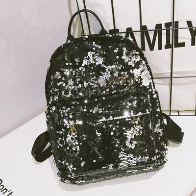 

Tailored Women Fashion School Style Sequins Travel Satchel School Bag Backpack Bag
