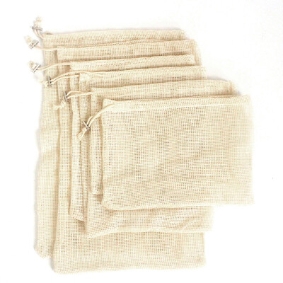 

Washable SML Fruit Vegetable Mesh Drawstring Storage Cloth Bag Pouch Pocket
