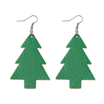 

Christmas Double-sided Artificial Leather Earrings Teardrop Xmas Tree Dangle