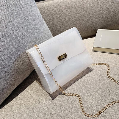 

Fashion Women Transparent PVC Shoulder Bags Jelly Candy Color Small Chain Crossbody Bags