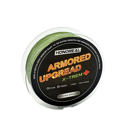 

HONOREAL 0203mm 150m Super Strong Abrasion Resistant Deep Gray&Olive Green Color 4 Strands PE Braided Fishing Line