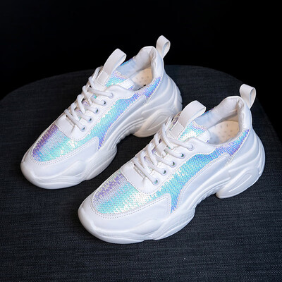 

Sequined Dads Shoes&Womens Ins Korean Edition Thick-soled Sports Shoes
