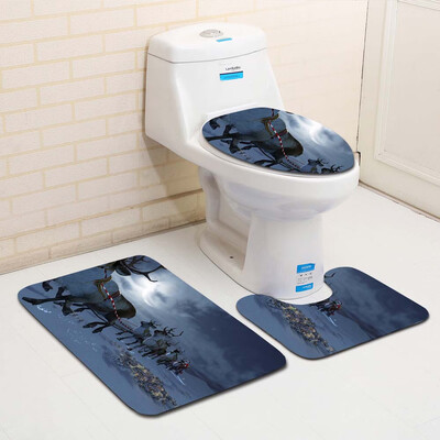 

〖Follure〗3PCS Fancy Santa Toilet Seat Cover&Rug Bathroom Set Christmas Decor