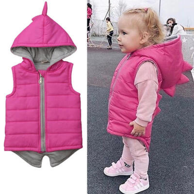 

Kids Baby Girl Dinosaur Cotton-padded Jacket Waistcoat Vest Sleeveless Outwear