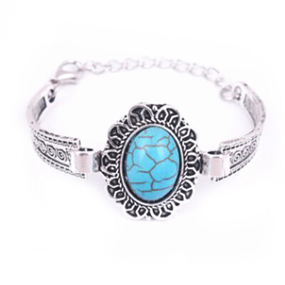 

Silver Charm punk Turquoise Owl Hand Bracelet Personality Summer Elephant
