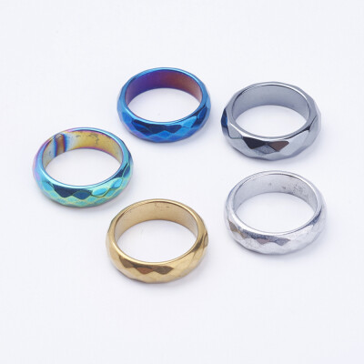 

Electroplate Non-Magnetic Synthetic Hematite Rings Faceted Mixed Color 165mm