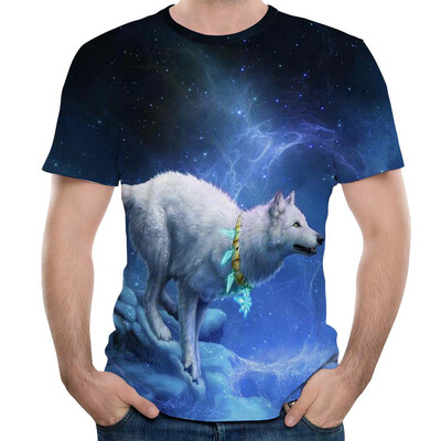 

2018 Summer Men\s New Snow Wolf 3D Printed Short-Sleeve T-shirt