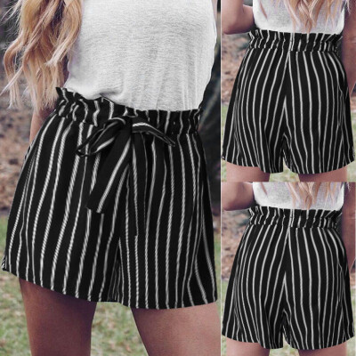 

Tailored Womens Summer Sexy Fashion Casual Solid Color Striped Bow Shorts