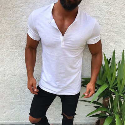 

Mens Gym Muscle Top Short Sleeve Casual Tee Slim Fit T-Shirt Sport Clothes