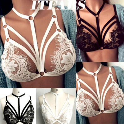 

Sexy Elastic Strap Frame Harness Bra Top Body Harness Cage Bralette Bustier Us