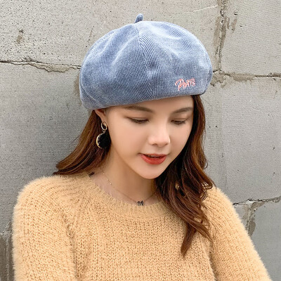 

Spring&Autumn Beret New Baitao Japanese Trellis Letter Bei Bud Cap Korean Chao Autumn Winter Literature Pumpkin Cap