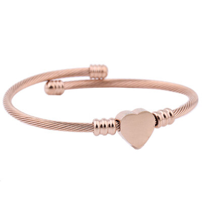 

Personality Heart Shape Steel Wire Titanium Steel Couple Opening Bracelet Girls Accessories Unisex Pair Hand Ring