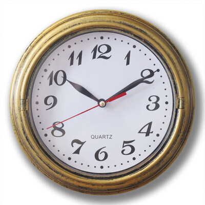 

SAC SMARTEN ARTS metal frame mute 8" antique gold electronic wall clock 2 x AA batteries excluding 8778