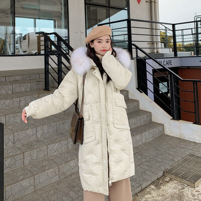 

Tailored Womens Winter Long Sleeve Stand Zipper Pocket Button Hooded Down Jacket Tops