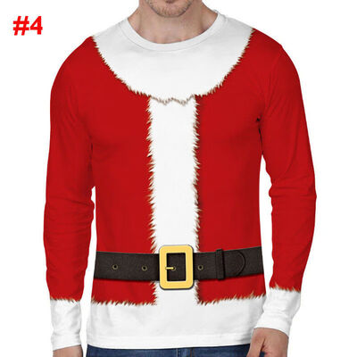 

Funny Mens Christmas 3D Printing Long Sleeve Casual T-Shirt Tops Tee Xmas Shirt