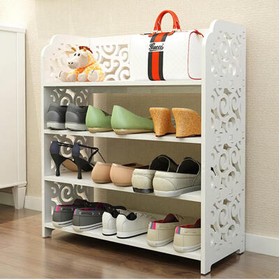 

4 Tier 12 Pairs Storage Organizer Standing Shoe Rack Shelf Cabinet Space Saving