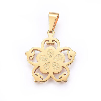 

304 Stainless Steel Pendants Flower Golden 265x245x2mm Hole 9x5mm