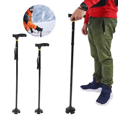 

Greensen Aluminum Alloy Telescopic Lightweight Anti-Skid Walking Cane Stick Mini LED Torch