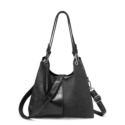 

REALER genuine leather shoulder bag Plaid pattern handbags women bags Patchwork Hobo bag fashion ladies bags high qualiity