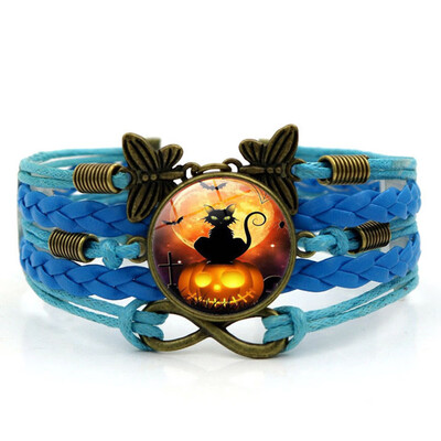 

Styles Women Halloween Time Gemstone Bracelet Butterfly Wristband Lovers Gift